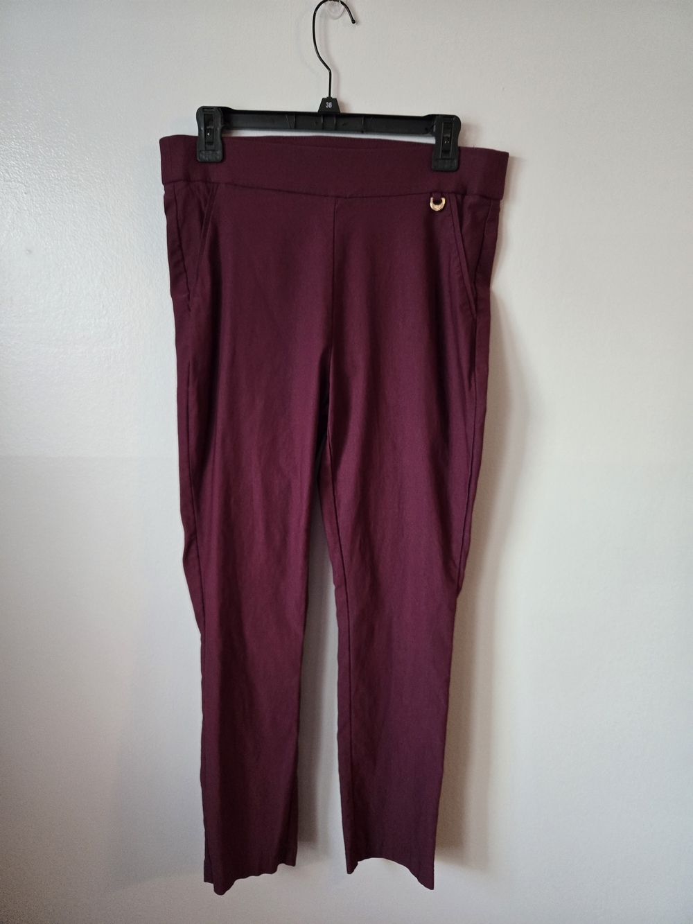 Rafaella Womens Purple Burgundy Ankle Dress Pants Flat Front Office size 10 - Picture 2 of 6